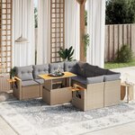 vidaXL Salon de jardin avec coussins 9 Pièces beige résine tressée
