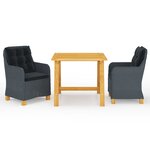 vidaXL Ensemble à manger de jardin 3 Pièces Gris foncé