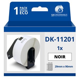 Étiquettes compatibles Brother DK11201 - 29x90 mm - 400 unités - Texte noir sur fond blanc