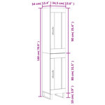 vidaXL Buffet haut Sonoma gris 34 5x34x180 cm Bois d'ingénierie