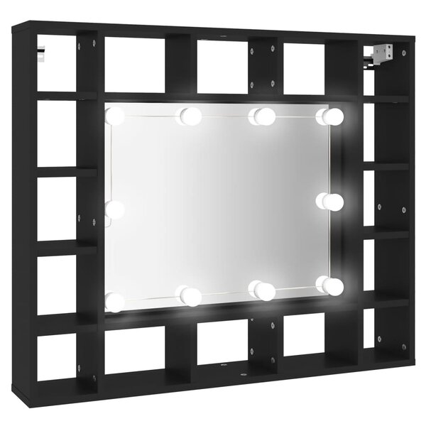 vidaXL Armoire à miroir à LED noir 91x15x76 5 cm