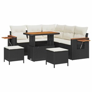 vidaXL Ensemble de canapé de jardin 9 Pièces Noir et Crème polyrotin