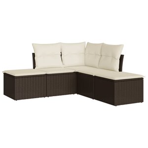 vidaXL Salon de jardin avec coussins 5 Pièces marron résine tressée