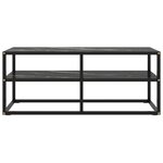 vidaXL Meuble TV noir avec verre marbre noir 100x40x40 cm