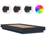 vidaXL Cadre de lit avec lumières LED noir 90x200 cm bois d'ingénierie