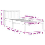 vidaXL Cadre de lit sans matelas cire marron 90x190 cm bois pin massif