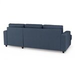Canapé d'angle droit 4 places - Tissu bleu - 215 x 140 86 cm