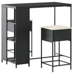 vidaXL Ensemble de bar de jardin 3 Pièces avec coussins noir poly rotin