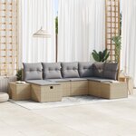 vidaXL Ensemble de Canapé de Jardin de 6 pièces avec Coussins Beige en Poly Rattan
