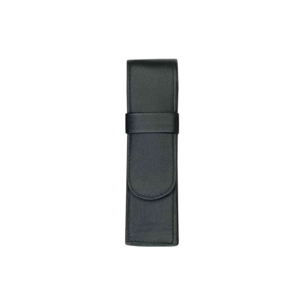 Alassio Etui pour stylo, pour 2 stylos, noir, cuir véritable 150x20mm