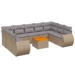 vidaXL Salon de jardin avec coussins 10 Pièces beige résine tressée