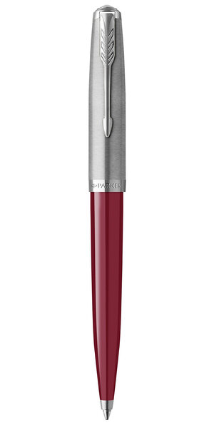 PARKER 51 Stylo Bille  Corps Résine Bordeaux + Capuchon inox poli  Recharge noire pointe moyenne  Coffret cadeau