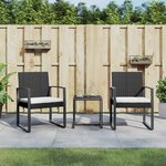 vidaXL Ensemble à manger de jardin avec coussins 3 Pièces noir rotin PP