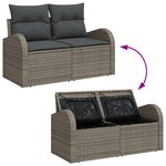 Set de Canapé de Jardin vidaXL 10 pièces avec Coussins Gris Poly Rattan