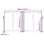 vidaXL Auvent latéral rétractable Crème 117x1200 cm