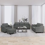vidaXL Ensemble de canapés 4 Pièces avec coussins Gris foncé Tissu