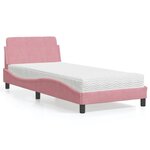 vidaXL Lit avec matelas Dover rose 90x190 cm velours