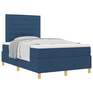 vidaXL Lit avec sommier et matelas bleu 120x200 cm en tissu