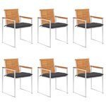 vidaXL Chaises de jardin 6 Pièces avec coussins Bois d'acacia solide