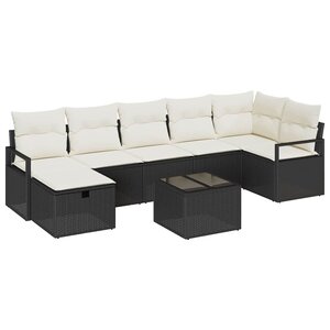 vidaXL Ensemble de canapé de jardin avec coussin 8 Pièces Noir et crème