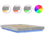 vidaXL Cadre de lit avec lumières LED gris béton 140x190 cm