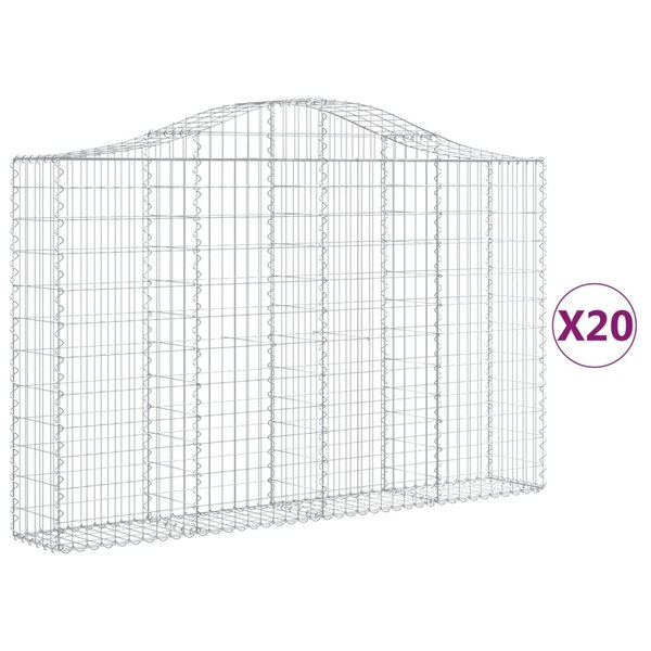 vidaXL Paniers à gabions arqués 20 Pièces 200x30x120/140 cm Fer galvanisé