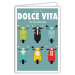 Carte Anniversaire avec Enveloppe - Affichette Mini Posters Format 17x11 5cm - Scooters 2 roues Italiens Dolce Vita Voyage Rétro Vintage - Fabriquée en France