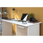 Bureau 3 tiroirs - chêne et blanc 121 x 55 x Hauteur 74 5 cm