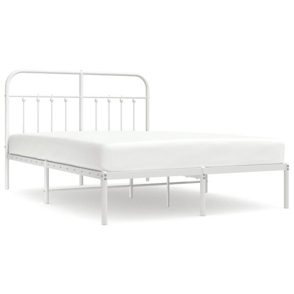 vidaXL Cadre de lit métal avec tête de lit blanc 140x200 cm