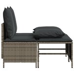 vidaXL Salon de jardin 4 Pièces avec coussins gris résine tressée