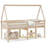 vidaXL Lit haut avec toit 90x200 cm bois de pin massif