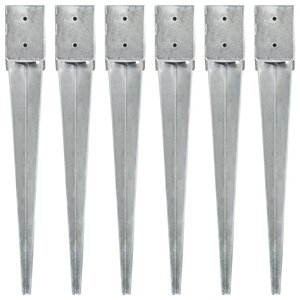 vidaXL Piquets au sol 6 Pièces Argenté 10x10x76 cm Acier galvanisé