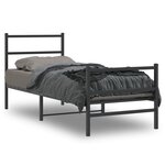 vidaXL Cadre de lit métal avec tête de lit/pied de lit noir 80x200 cm