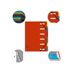 Trieur Harmonika® À Fenêtres Avec Élastiques Véritable Carte Lustrée 6 Compartiments - Rouge - X 8 - Exacompta