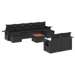 vidaXL Salon de jardin 10 Pièces avec coussins noir résine tressée