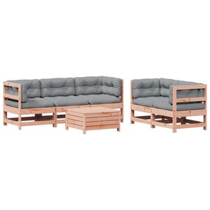 vidaXL Salon de jardin 6 Pièces avec coussins bois massif Douglas