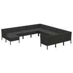 vidaXL Salon de jardin 12 Pièces avec coussins résine tressée noir
