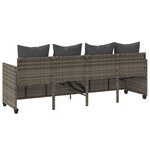 vidaXL Chaise longue avec coussins gris résine tressée