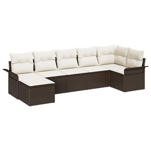 vidaXL Ensemble de canapé de jardin 7 Pièces Marron polyrotin
