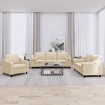 vidaXL Ensemble de canapés 3 Pièces avec coussins crème tissu