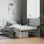 vidaXL Cadre de lit métal avec tête de lit/pied de lit blanc 107x203cm