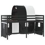 vidaXL Lit mezzanine enfants et tunnel blanc/noir 90x190 cm pin massif