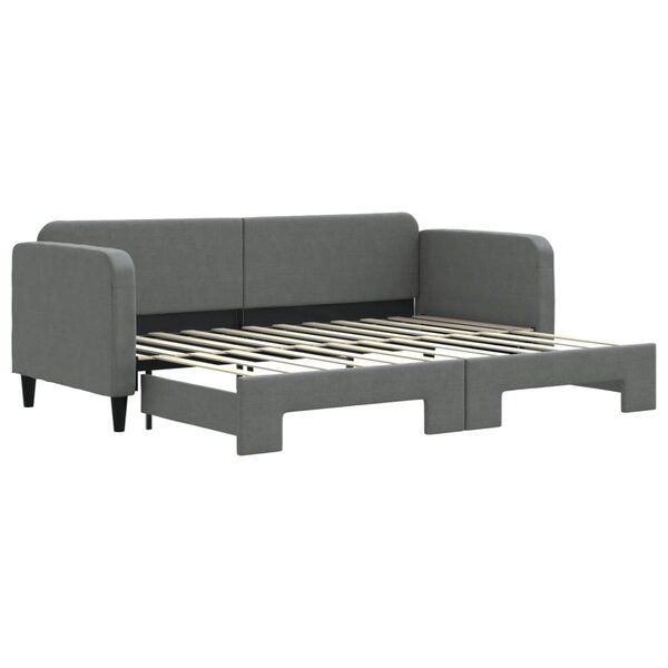 vidaXL Lit de jour avec lit gigogne gris foncé 80x200 cm tissu