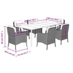 vidaXL Ensemble à manger de jardin et coussins 7 Pièces marron rotin