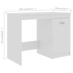 vidaXL Bureau Blanc brillant 100x50x76 cm Bois d’ingénierie