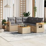 vidaXL Salon de jardin avec coussins 6 Pièces beige résine tressée