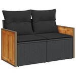 vidaXL Salon de jardin 10 Pièces avec coussins noir résine tressée