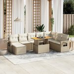 vidaXL Salon de jardin avec coussins 9 Pièces beige résine tressée