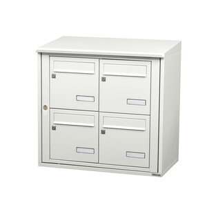 Bloc collectif leabox.com 2x2 grade 3 simple face Extérieur fixation murale Blanc pur RAL 9010 finition brillante