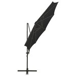 vidaXL Parasol déporté avec mât et lumières LED Noir 300 cm